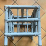 Bamboo and rattan magazine holder, vintage grey canning