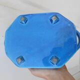 Blue cracked ceramic planter