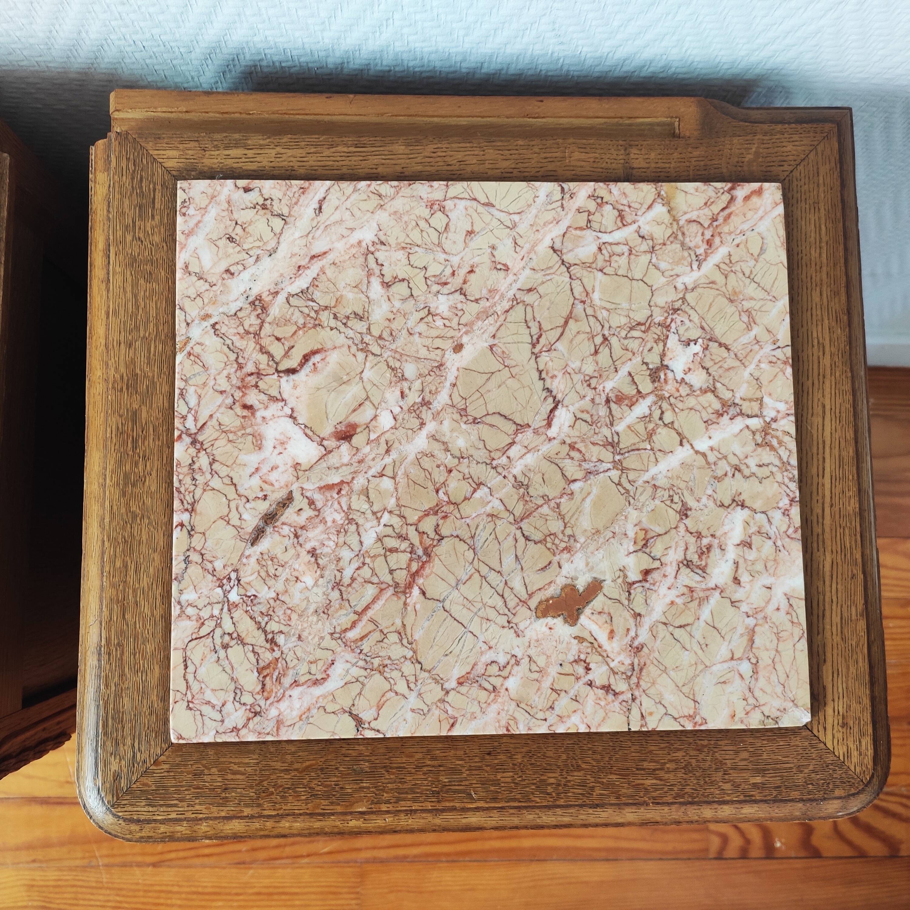 Pair of solid oak bedside tables 1920