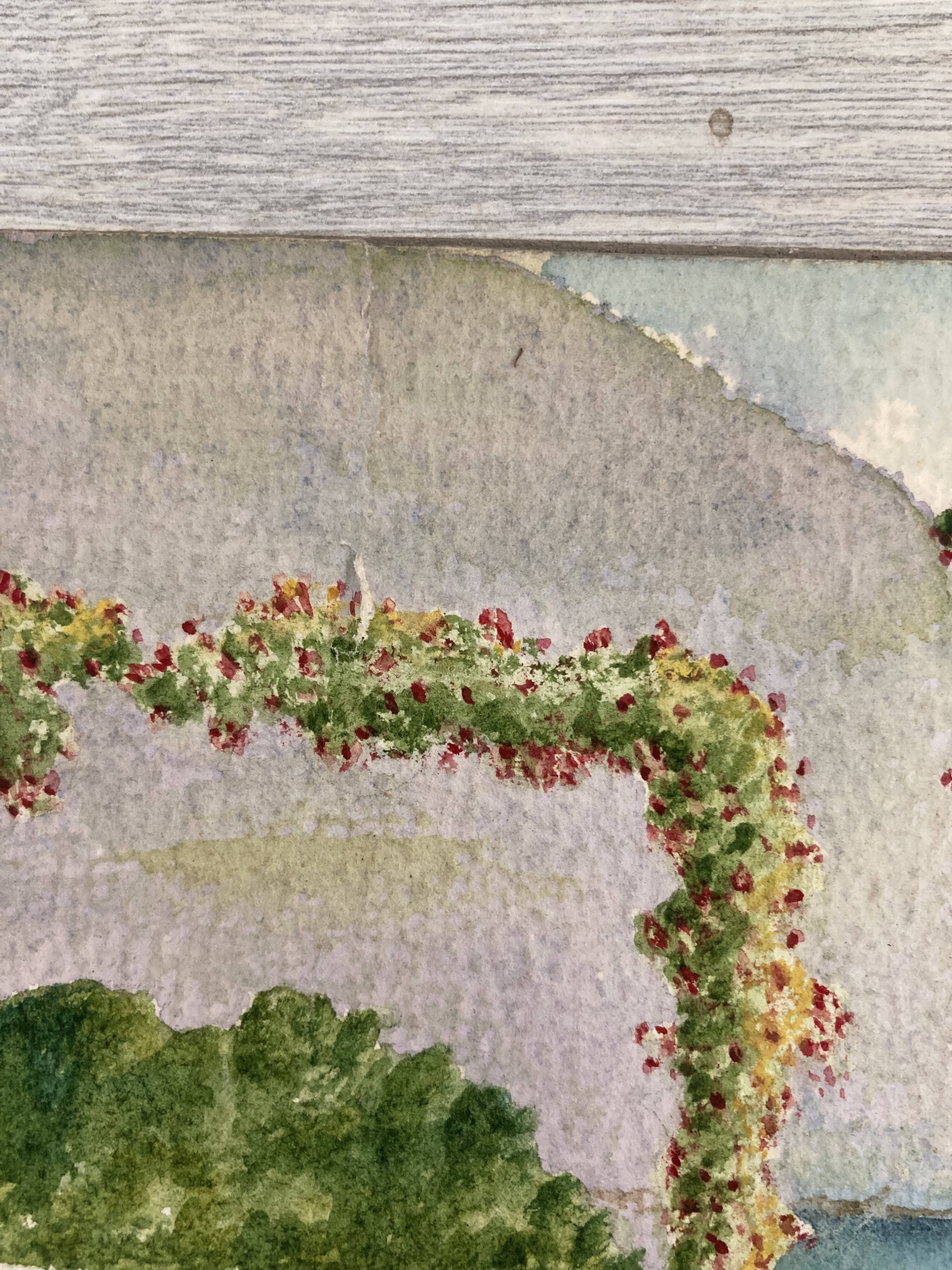 Watercolor seaside landscape recto/verso