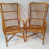 Paire de fauteuils en rotin