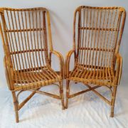 Pair of rattan armchairs