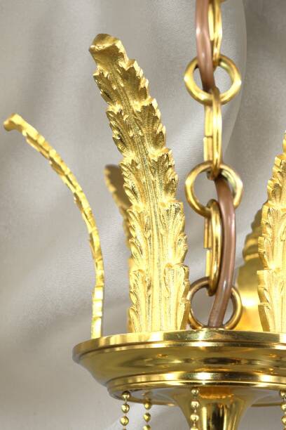 Solid Bronze Lustre Directoire Style in Gold & Royal Blue with Six Candles