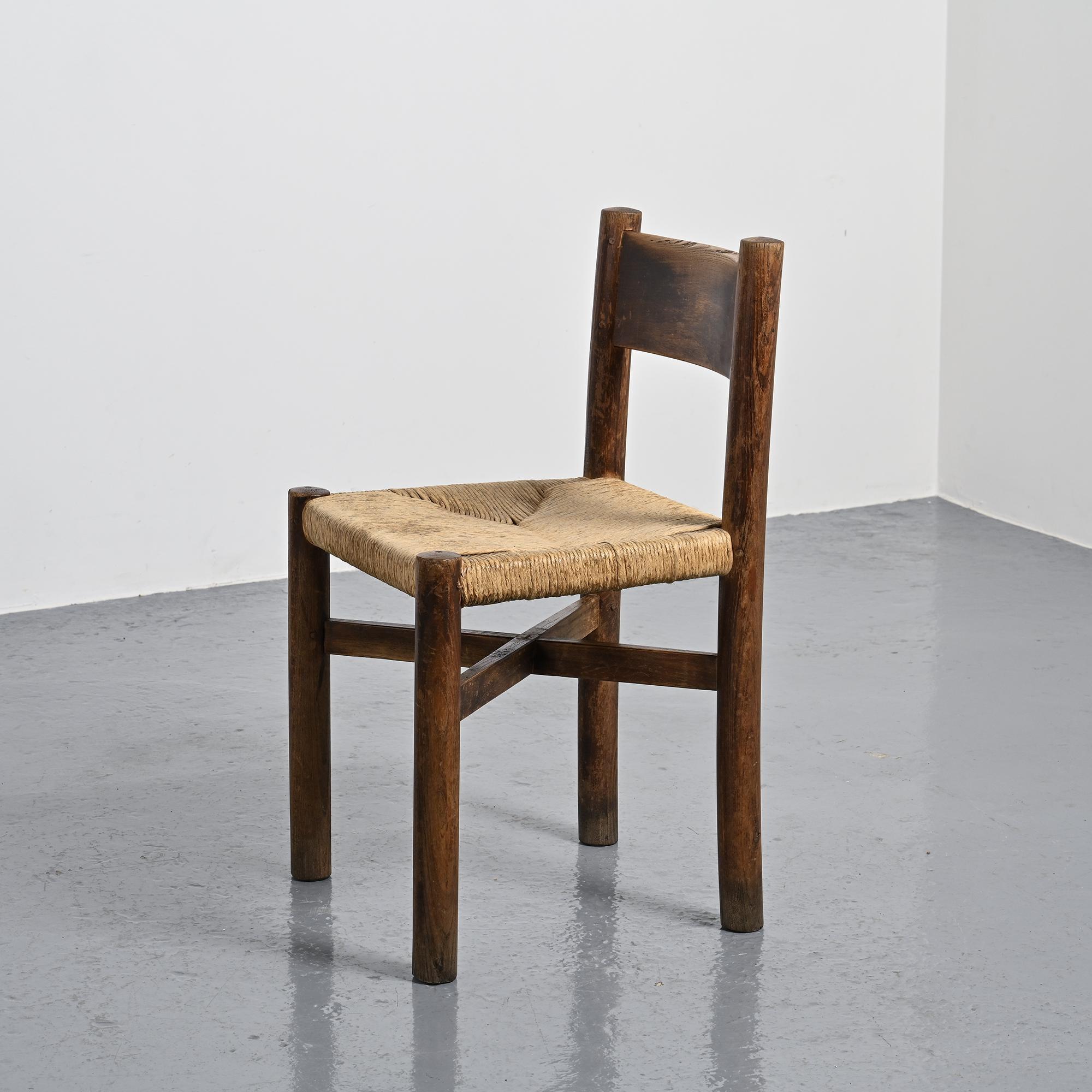 Pair of Méribel chairs by Charlotte Perriand, vintage edition BCB, circa 1950.