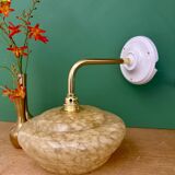 Vintage angled wall lamp with yellow clichy glass shade