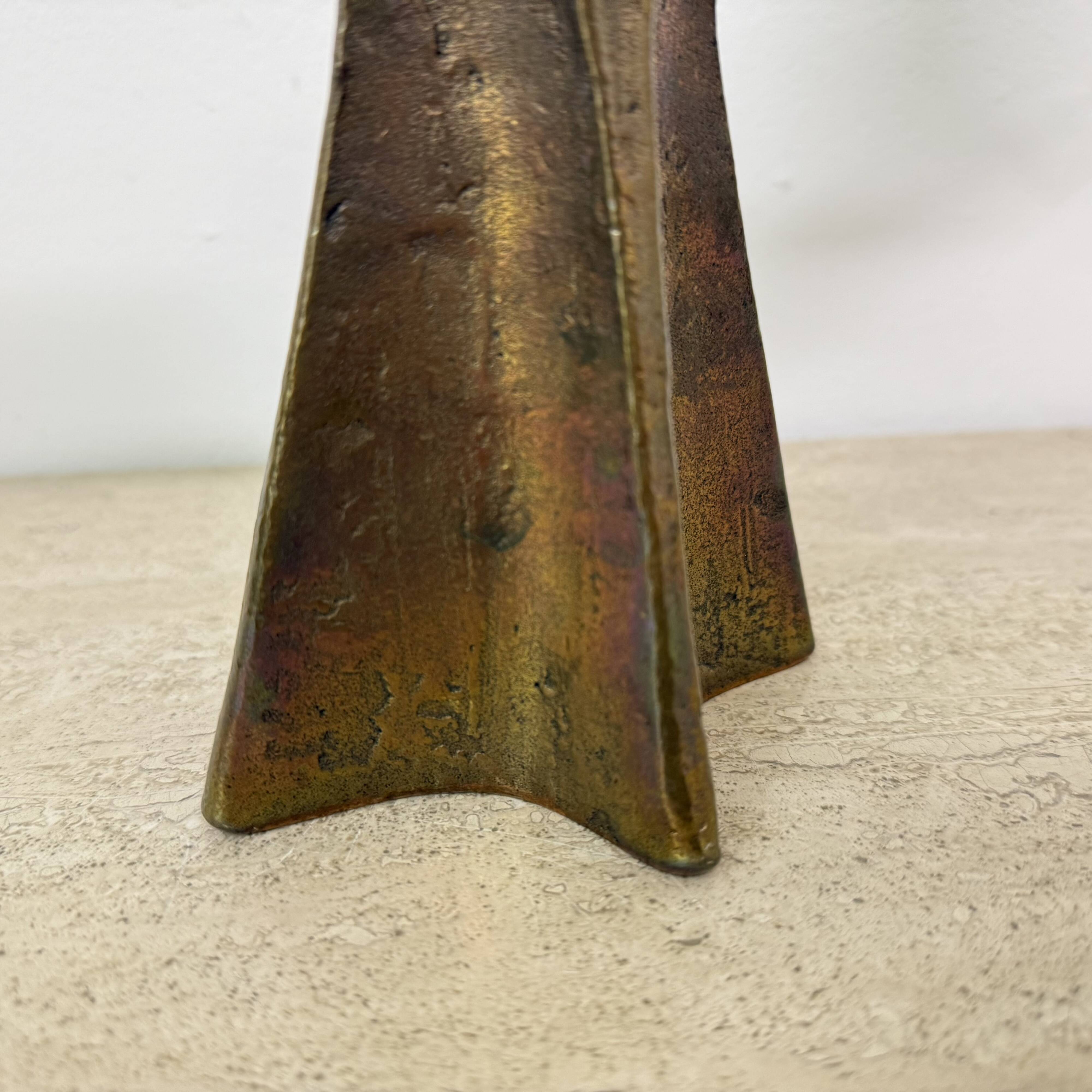 Brutalist bronze candle stick by Michael Harjes , 1970s