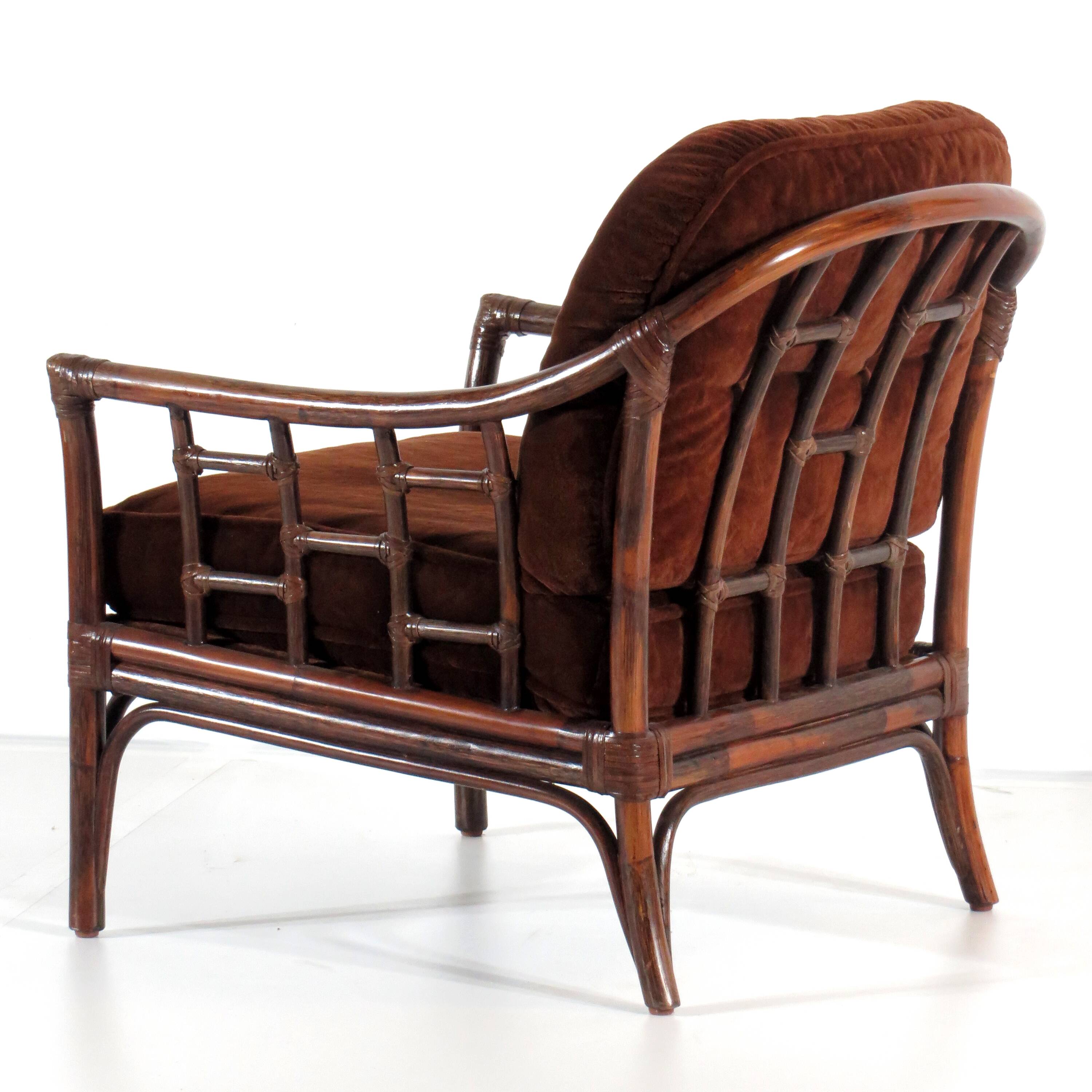 Vintage Mid Century Rattan and Bamboo Lounge Chair, 1970s