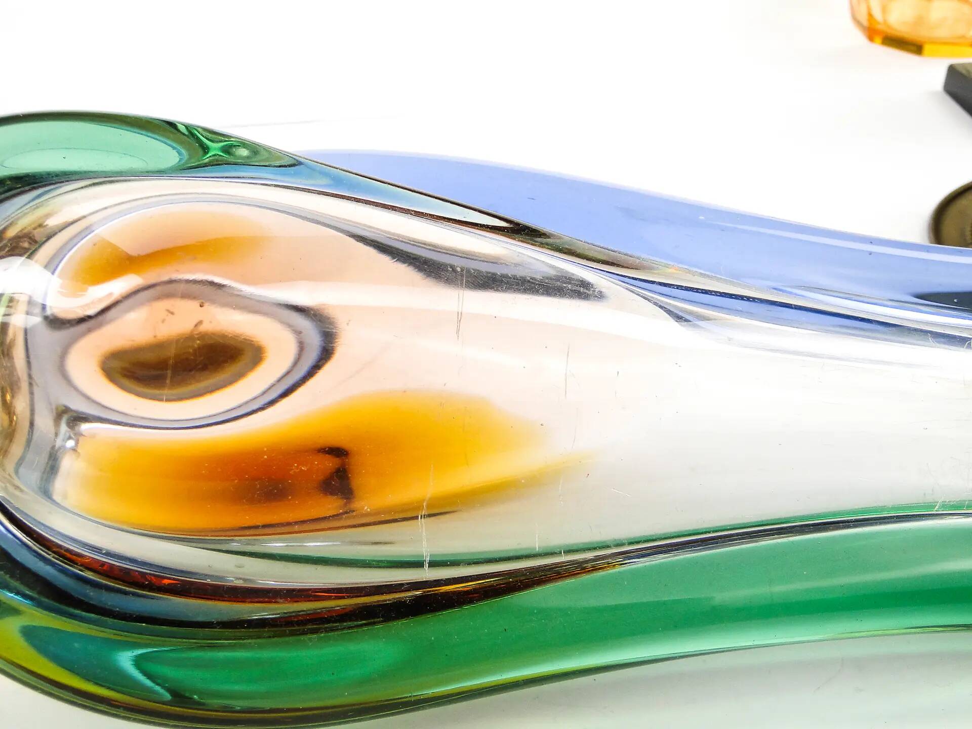 Mid-century modern vase, multicolour glass, designed by H. Mahanovska, Czechoslovakia, 1960s