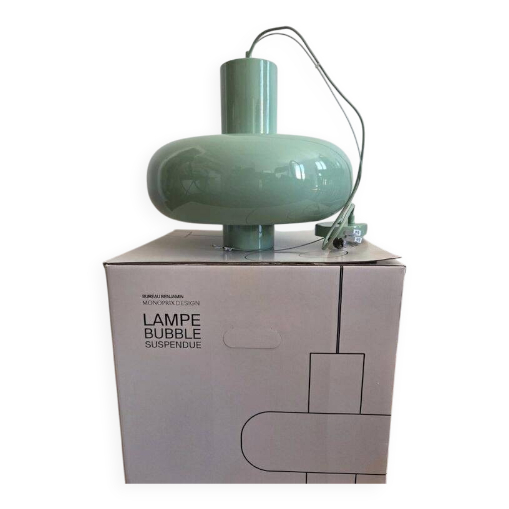 Benjamin office pendant light in green, Monoprix