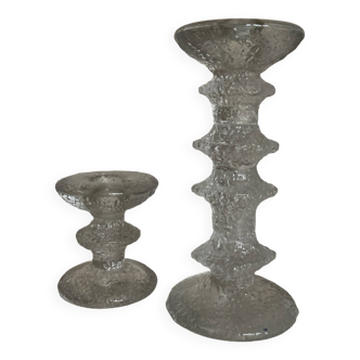 Pair of Festivo Timo Sarpaneva candlesticks 1972 for IIttala Finland