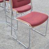 Set of 6 wool and chrome chairs from the 70s