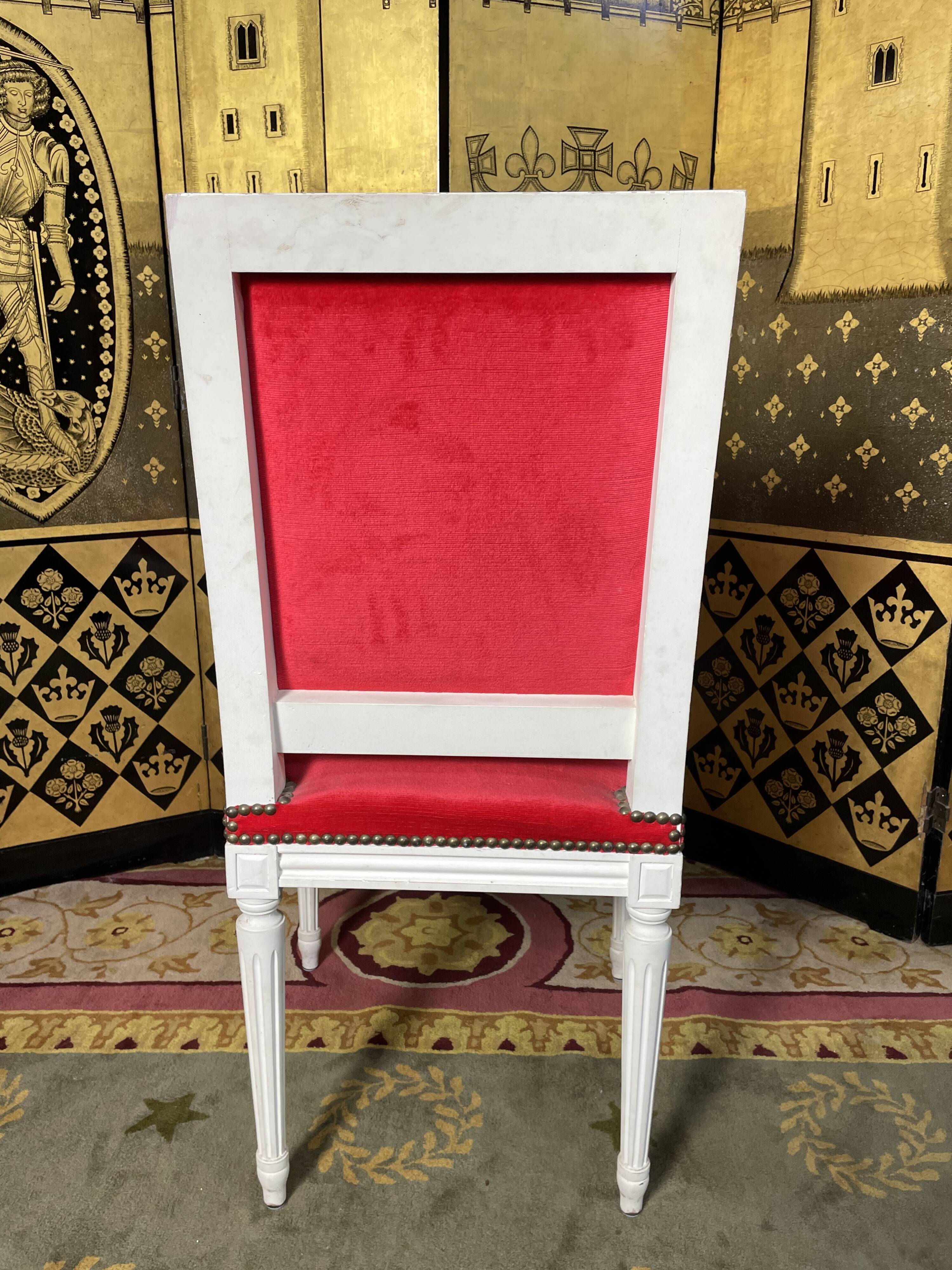 Suite of 6 Louis XVI red velvet style chairs