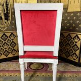 Suite de 6 chaises de style Louis XVI velours rouge