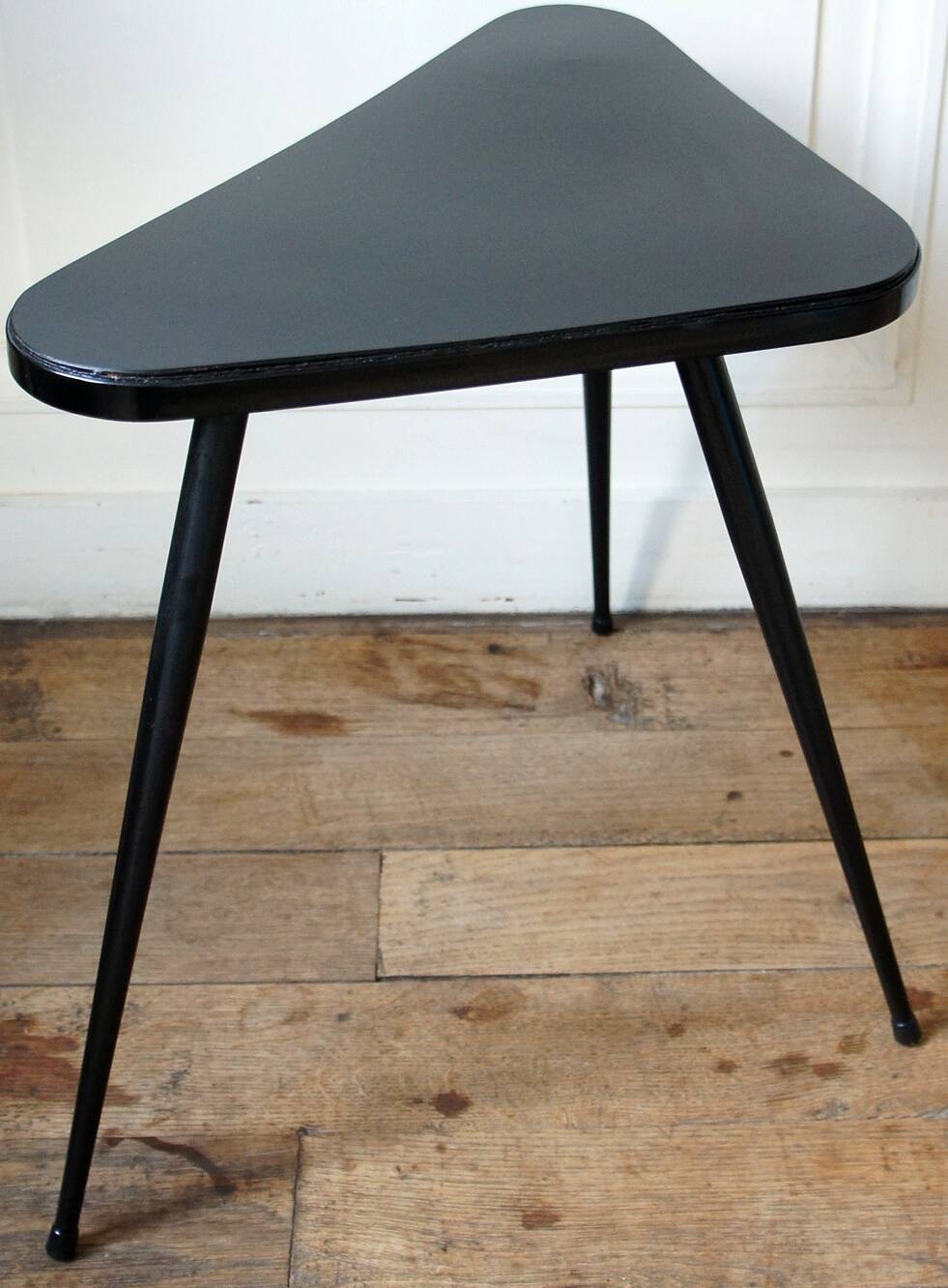 Black formica tripod side table