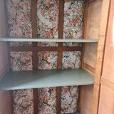 Raw wood lichen cabinet and apple dpie fabrics
