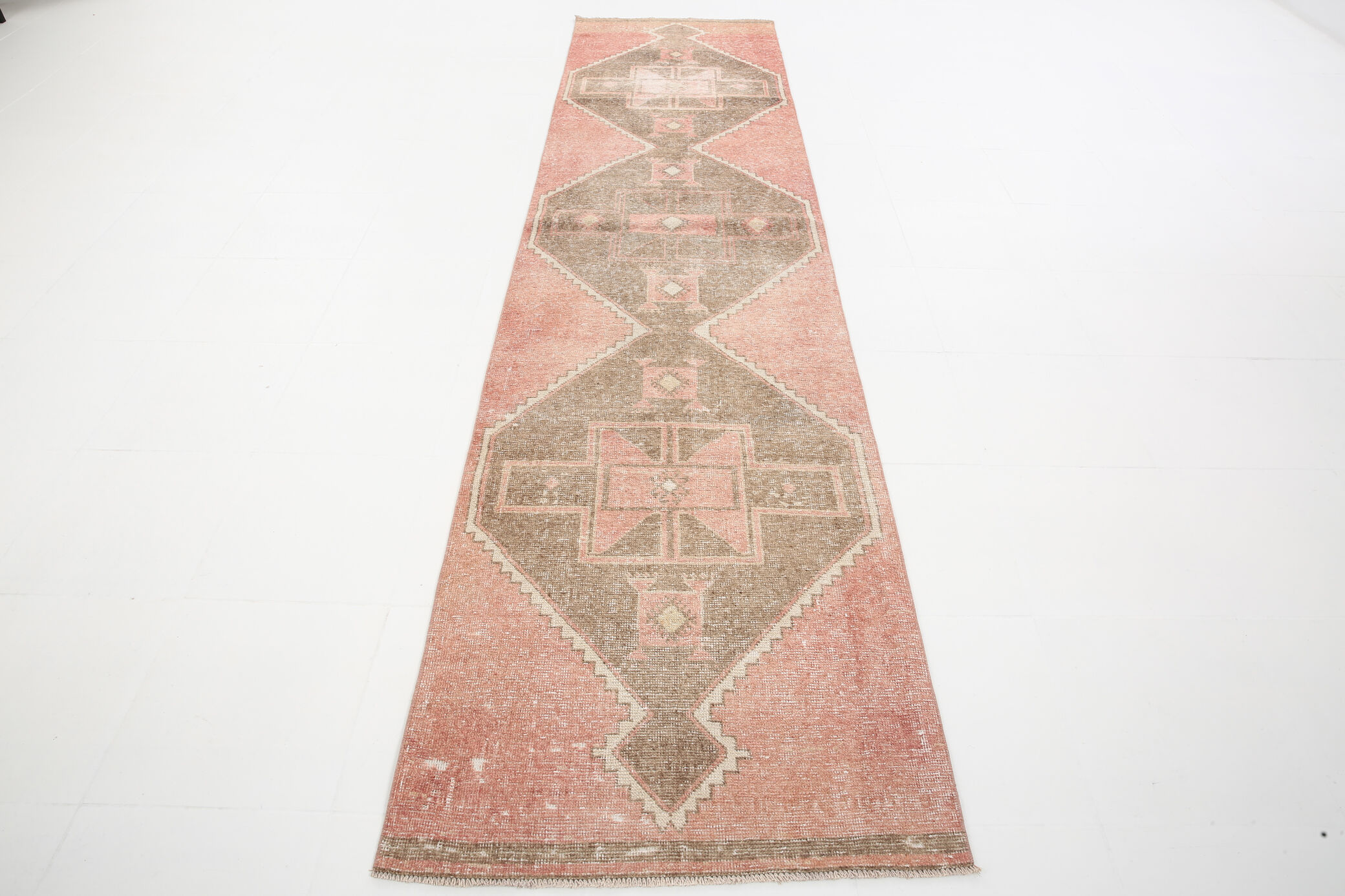 3x12 geometric neutral turkish runner rug, 379x91cm