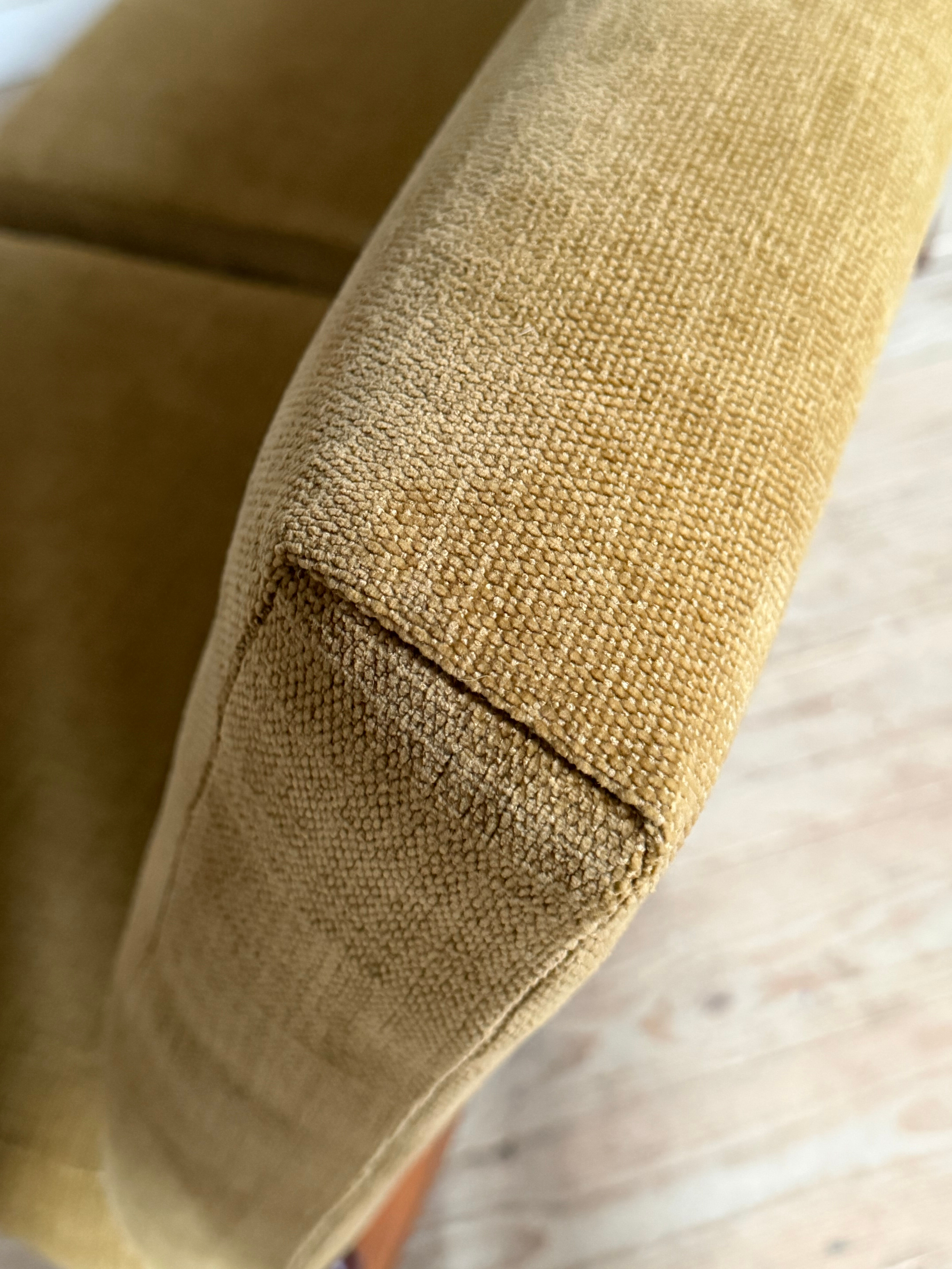 Vintage yellow velvet Scandinavian bench