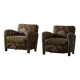 Modern Danish pair of curved lounge chairs, original fabric, Fritz Hansen, 1940.