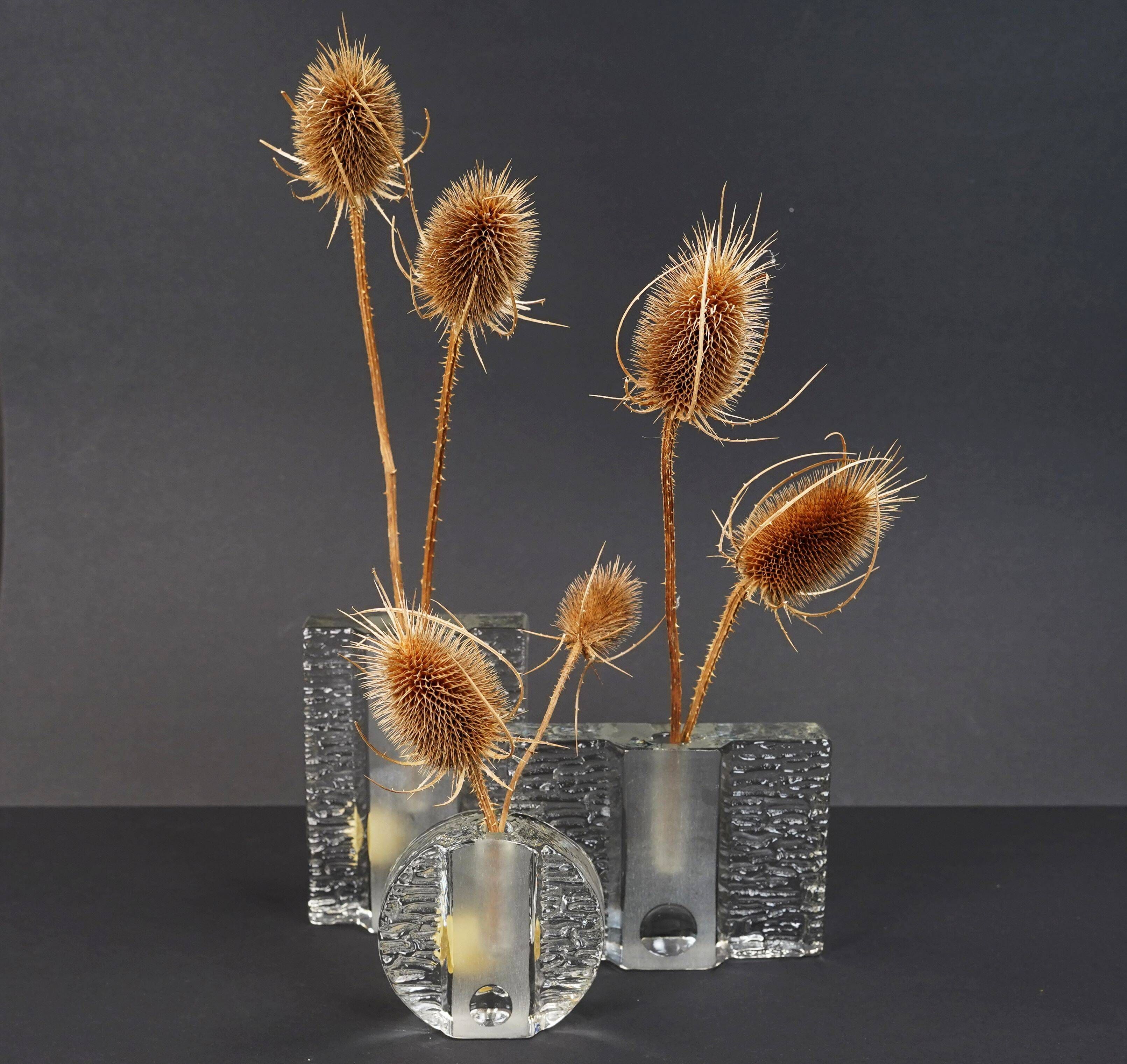 Set of 3 solifleur block vases walther glas 60s 70s op art arrangement vase