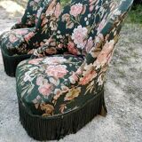 Two toad armchairs, floral motifs