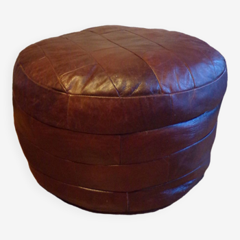 DeSede style leather patchwork pouf