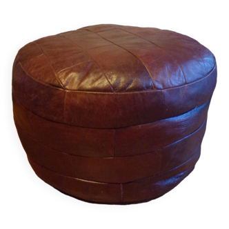 DeSede style leather patchwork pouf