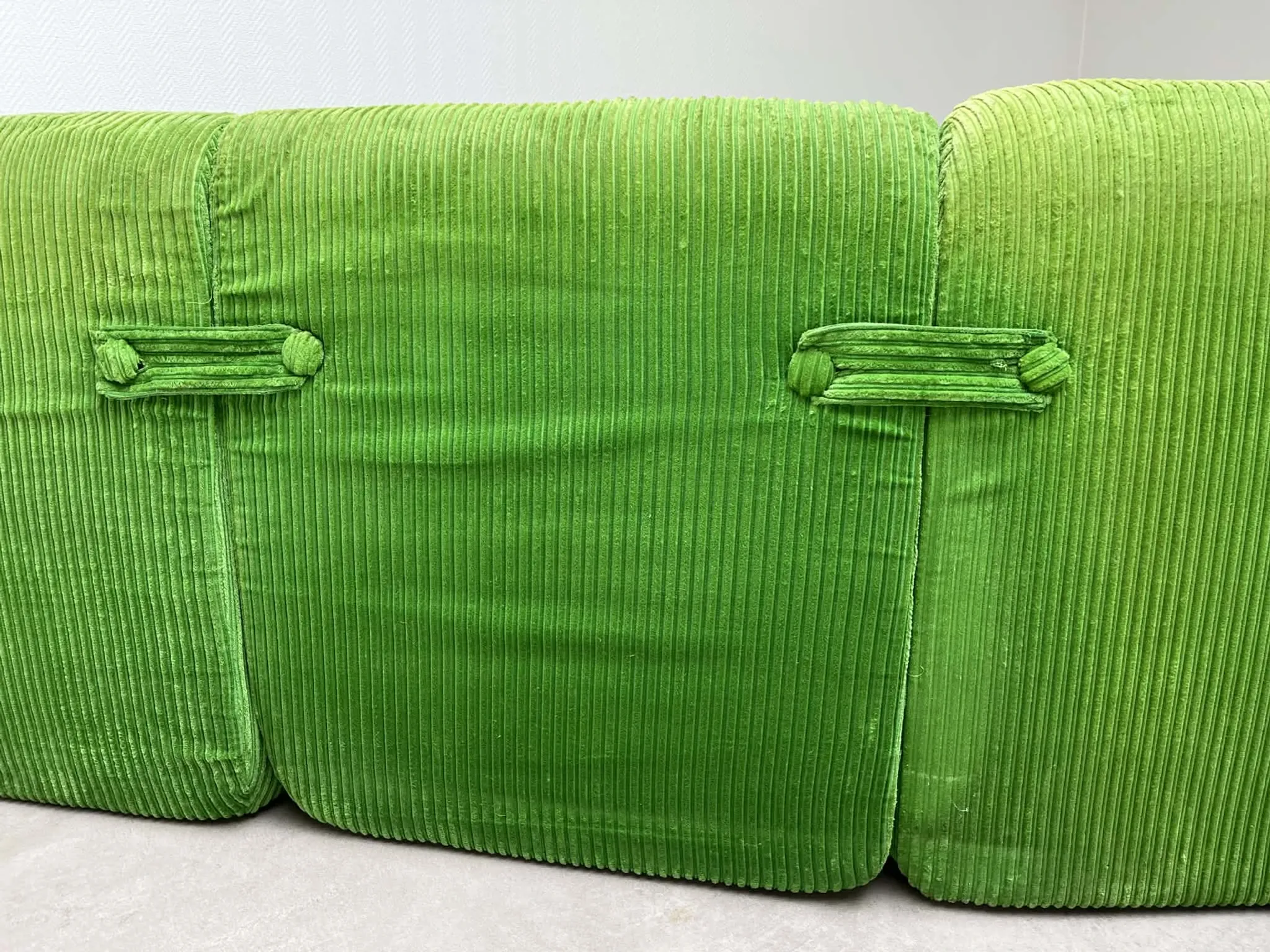 Modular green velvet corner sofa, 1970s