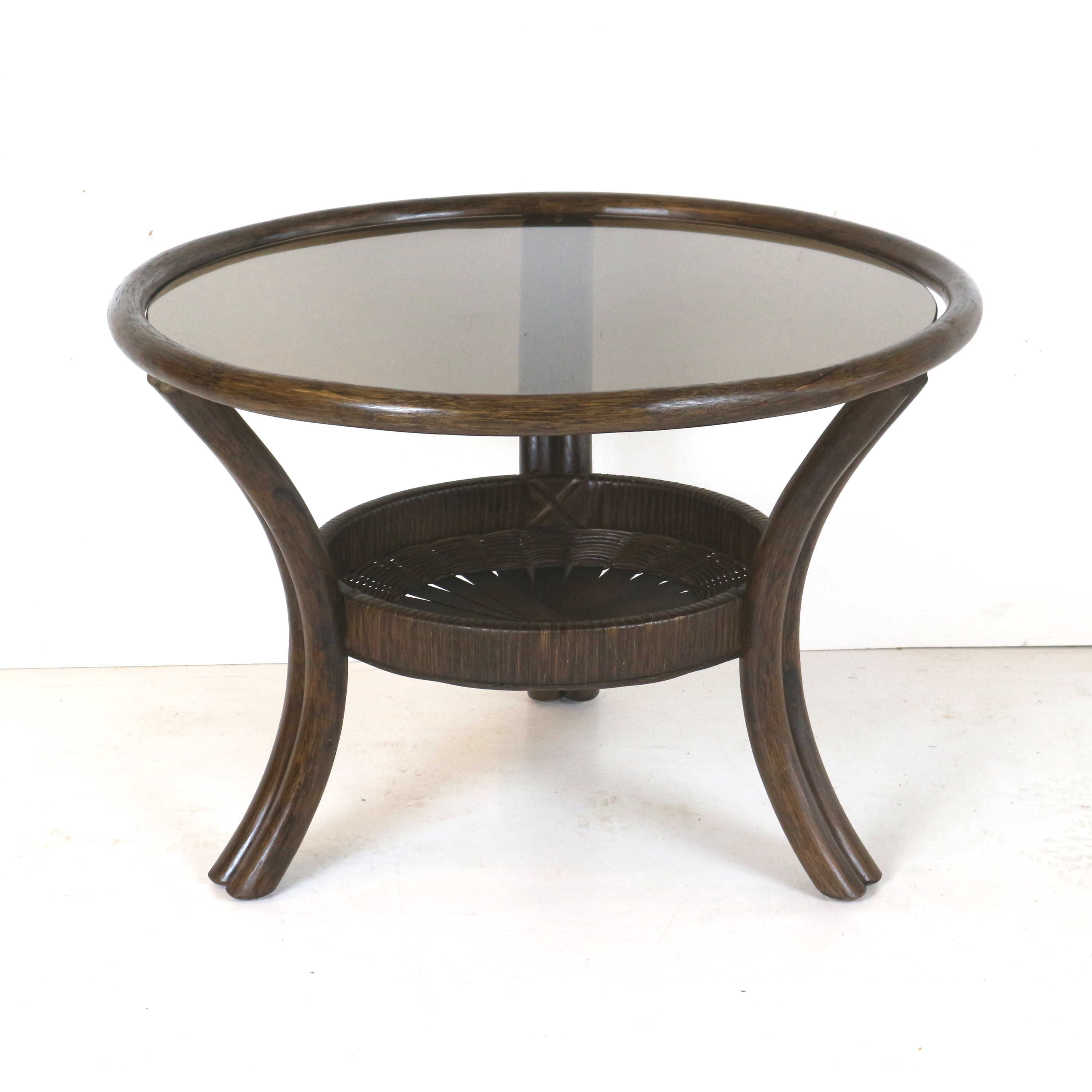 Vintage manou rattan set of 2 armchairs and table with glass top made in the 1970s