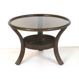 Vintage manou rattan set of 2 armchairs and table with glass top made in the 1970s
