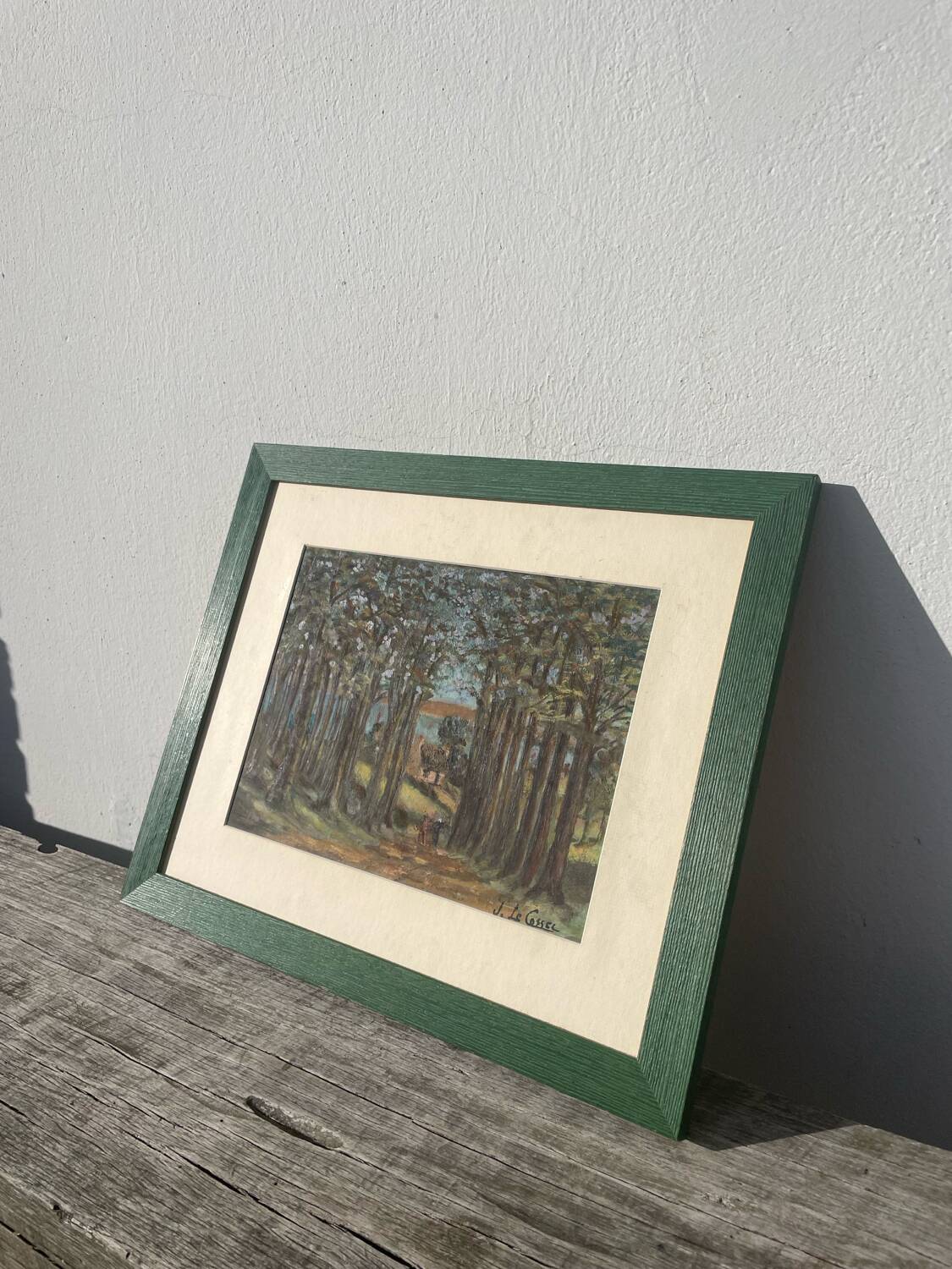Peinture ancienne paysage breton cadre bois