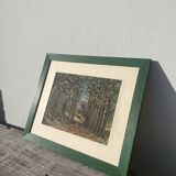 Peinture ancienne paysage breton cadre bois