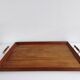 Grand plateau de service en bois massif vintage