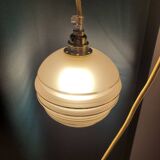 Frosted glass lamp with golden trims