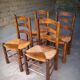 Suite de 4 chaises brutalistes paillées de George Robert