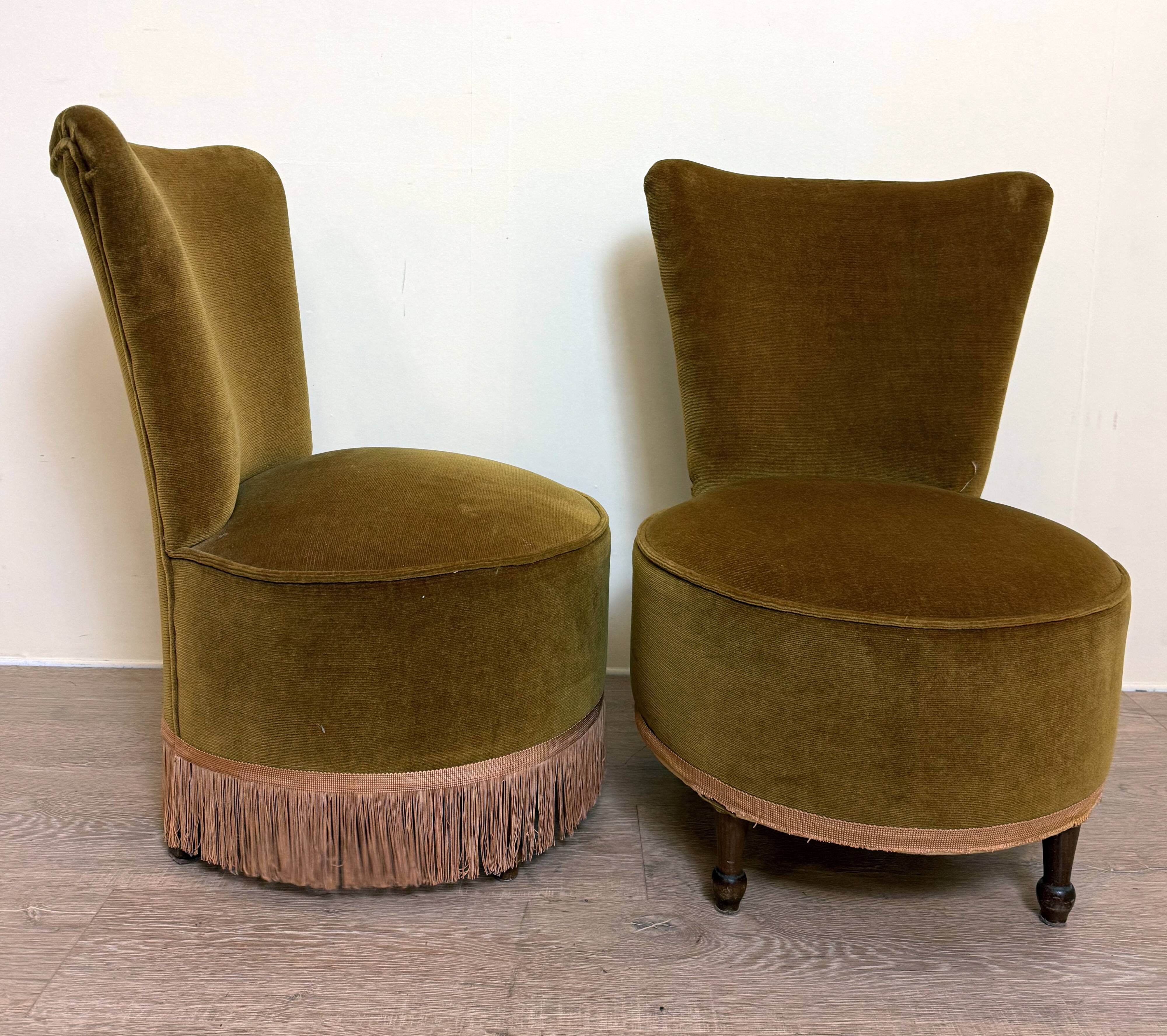 pair of toad chairs, Napoleon III period, Genoa velvet-style fabrics