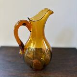 Vintage orange mouth-blown glass pitcher