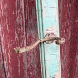 Antique coat rack with 12 hooks on wood (in different colors)