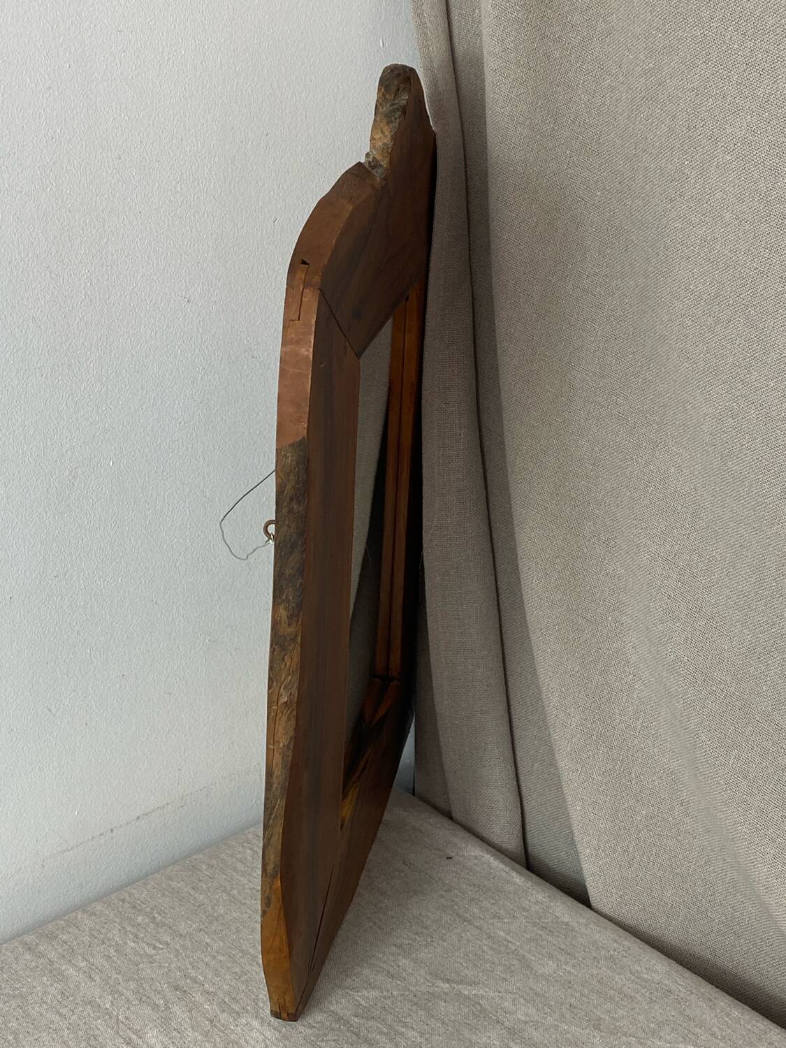 Vintage olive wood mirror in free form