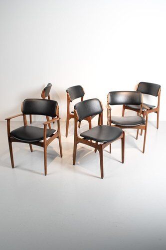 Chaises par Erik Buch, ensemble de 6