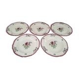 Set of 5 hollow plates Gien France Lorraine model