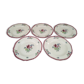 Set of 5 hollow plates Gien France Lorraine model