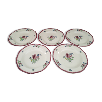Set of 5 hollow plates Gien France Lorraine model