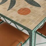Lrnce garden furniture, in wrought iron and zellige