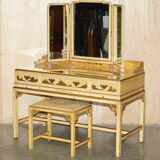 Chinoiserie dressing table in walnut with stool