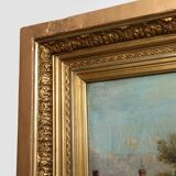 River Landscape with Sailboats, Belgium ca. 1850