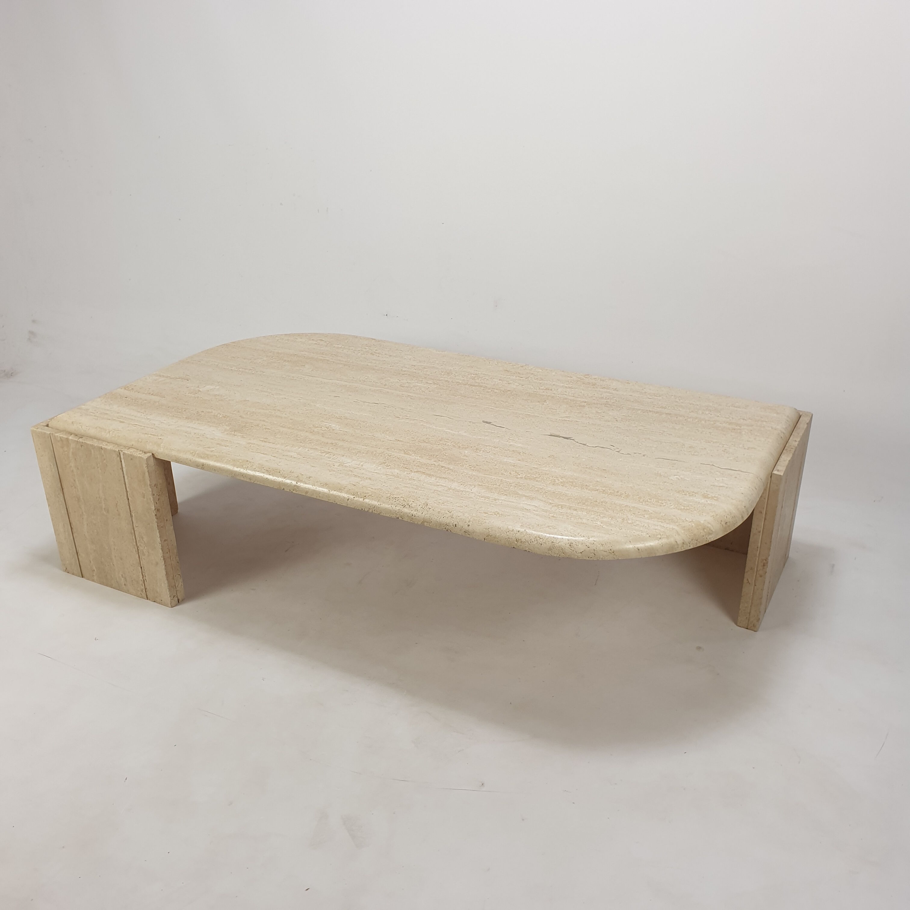 Italian travertine coffee table, 1980s