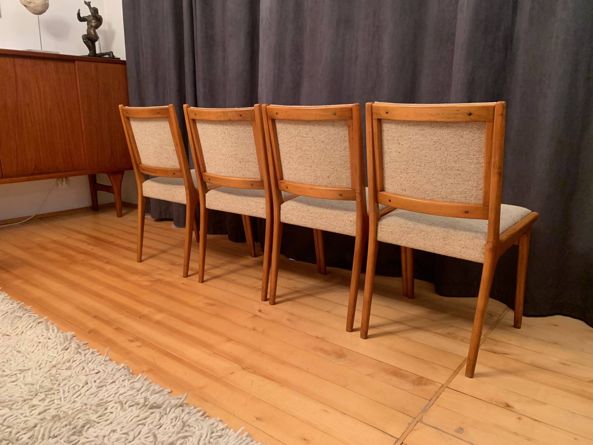 Set of four Cane Back chairs designed by Jens Risom, JO Carlssons, Sweden, 1950s