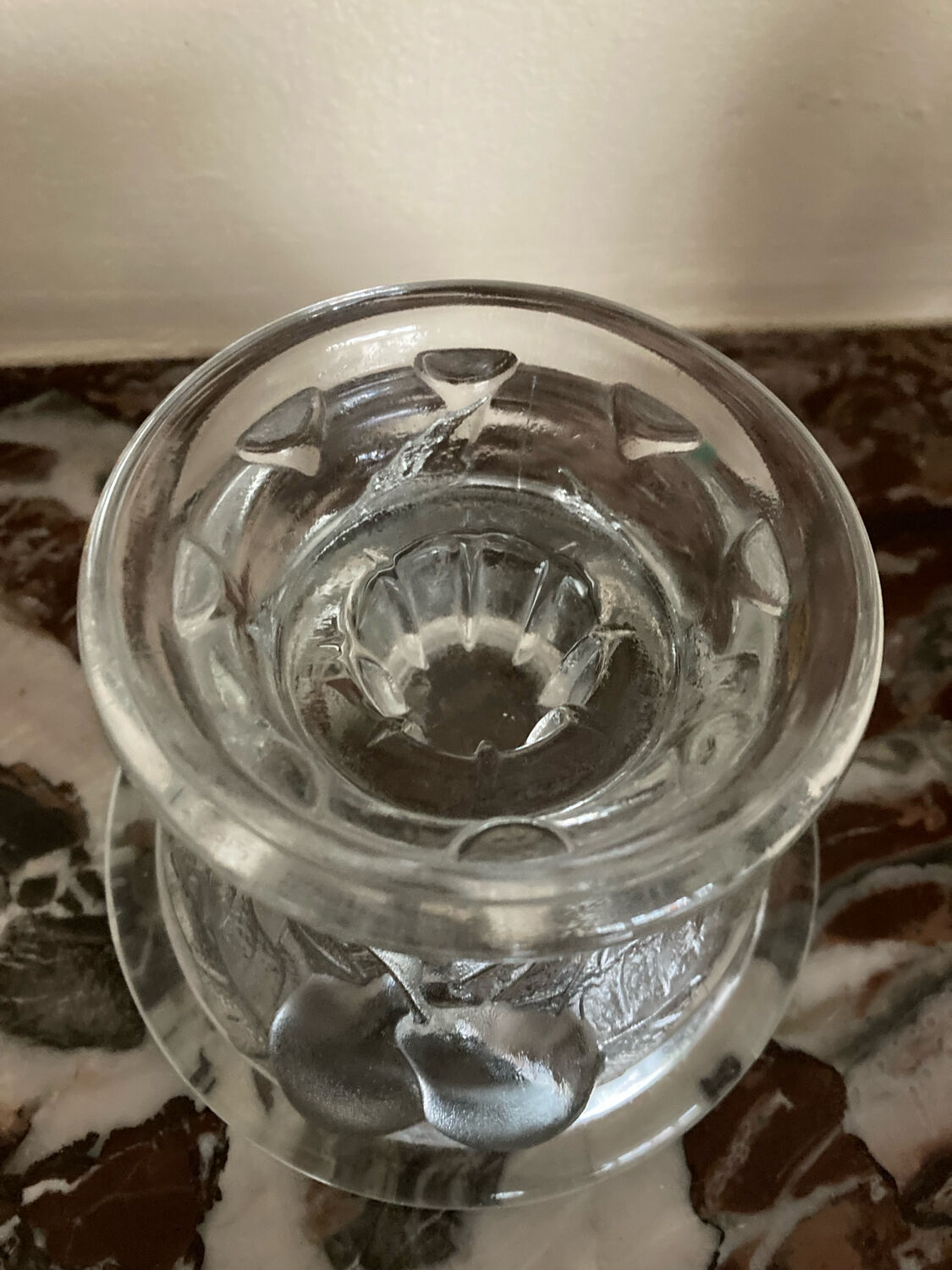 Pair of fruit-shaped glass candlesticks