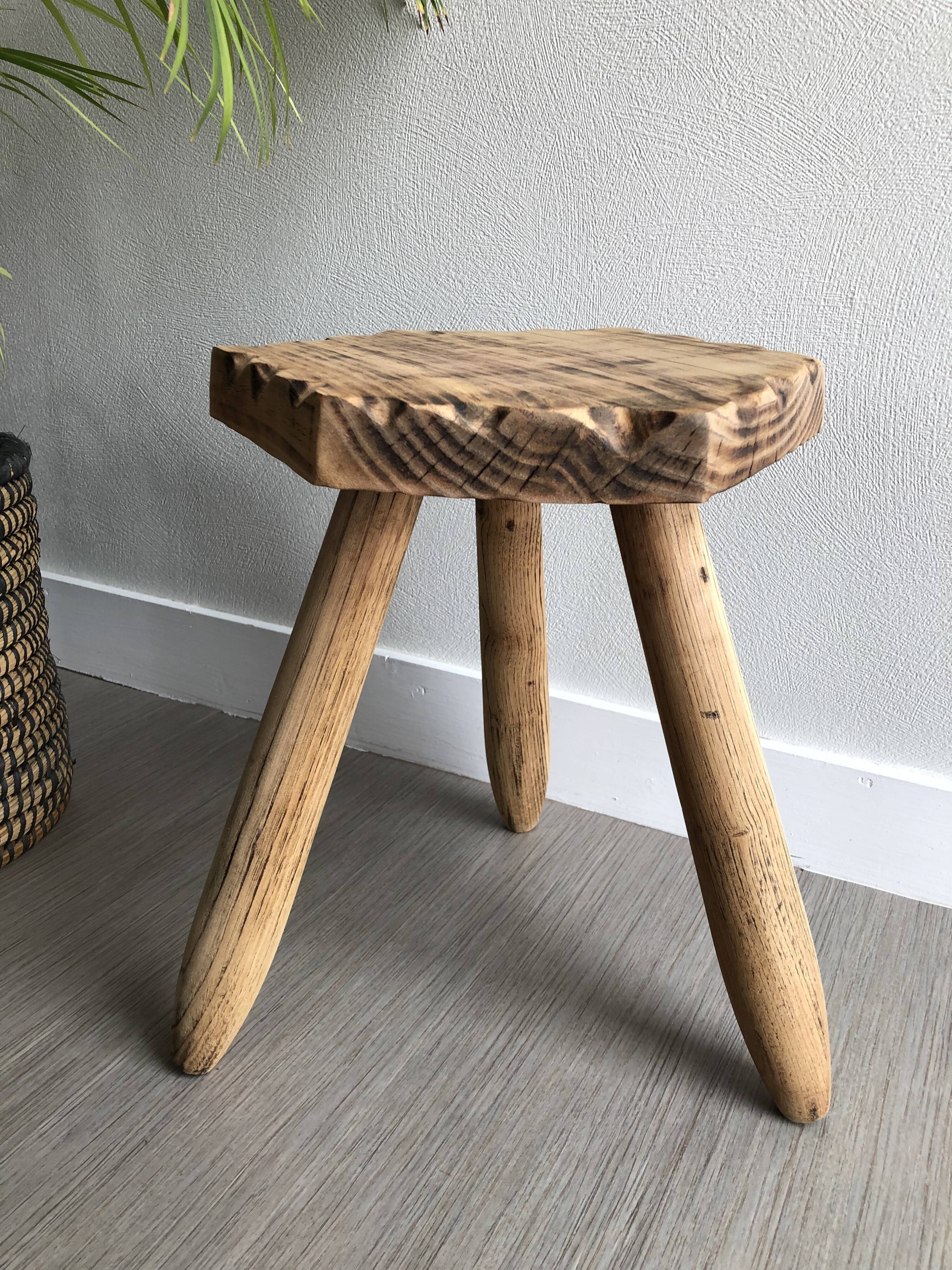 Wooden tripod bottom stool