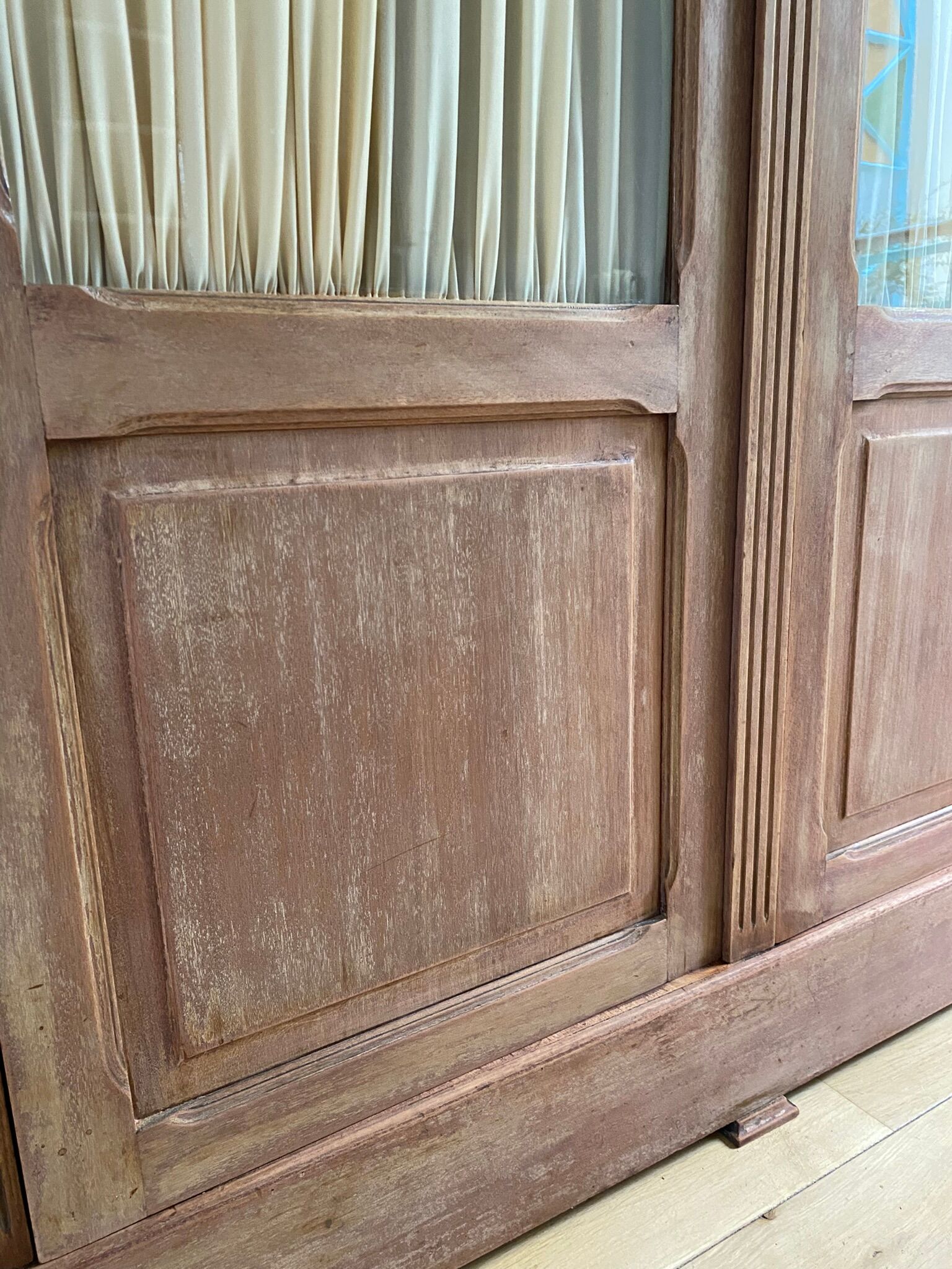 Showcase three vintage glass doors